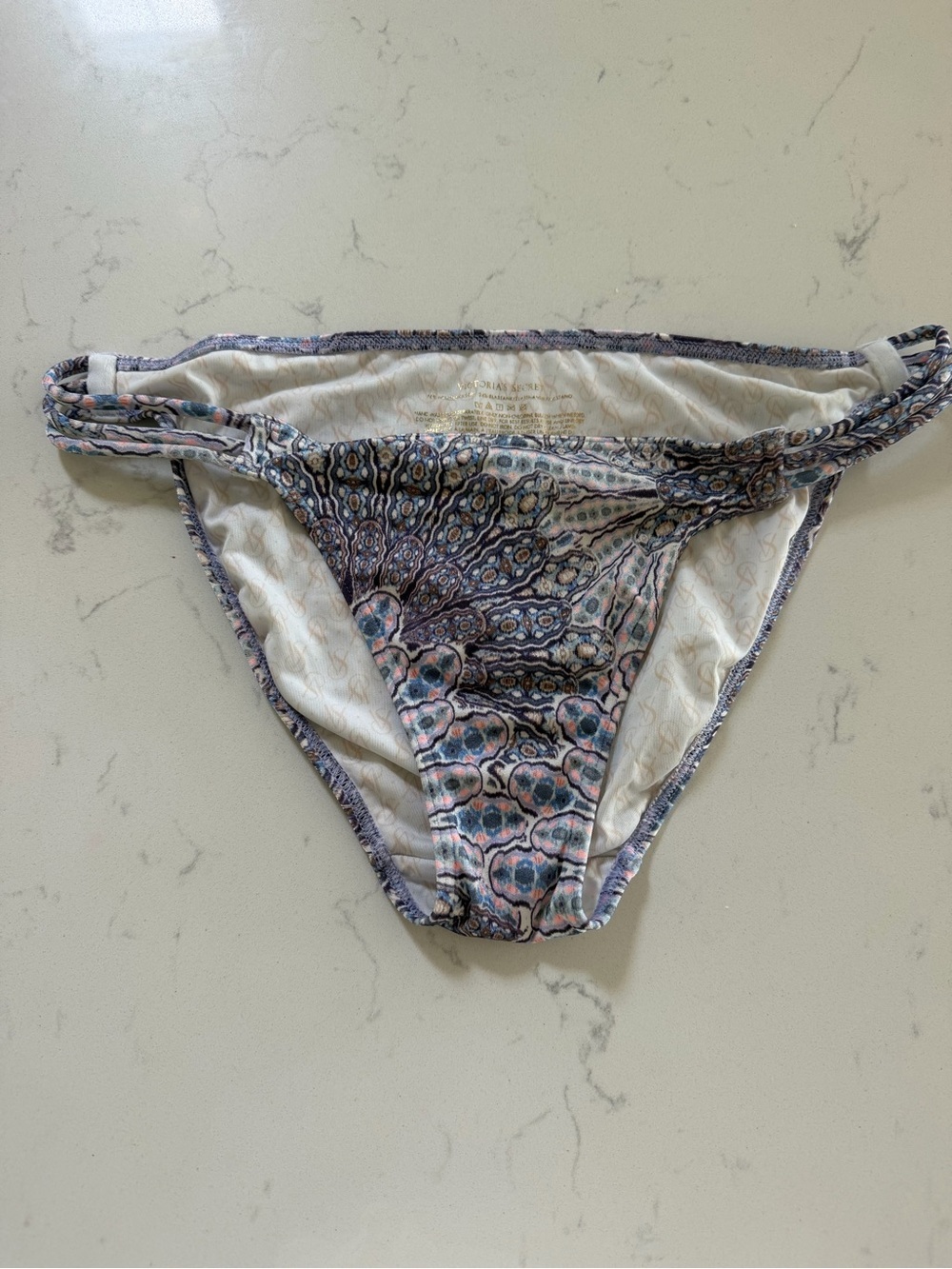 Victoria's Secret Paisley Print Bikini Bottoms - Pink & Blue